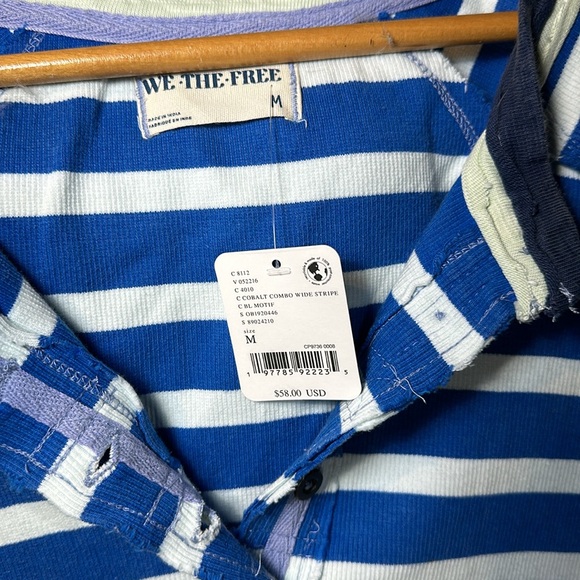 Free People Blue and White Striped Short Sleeve Tee - Picture 8 of 8